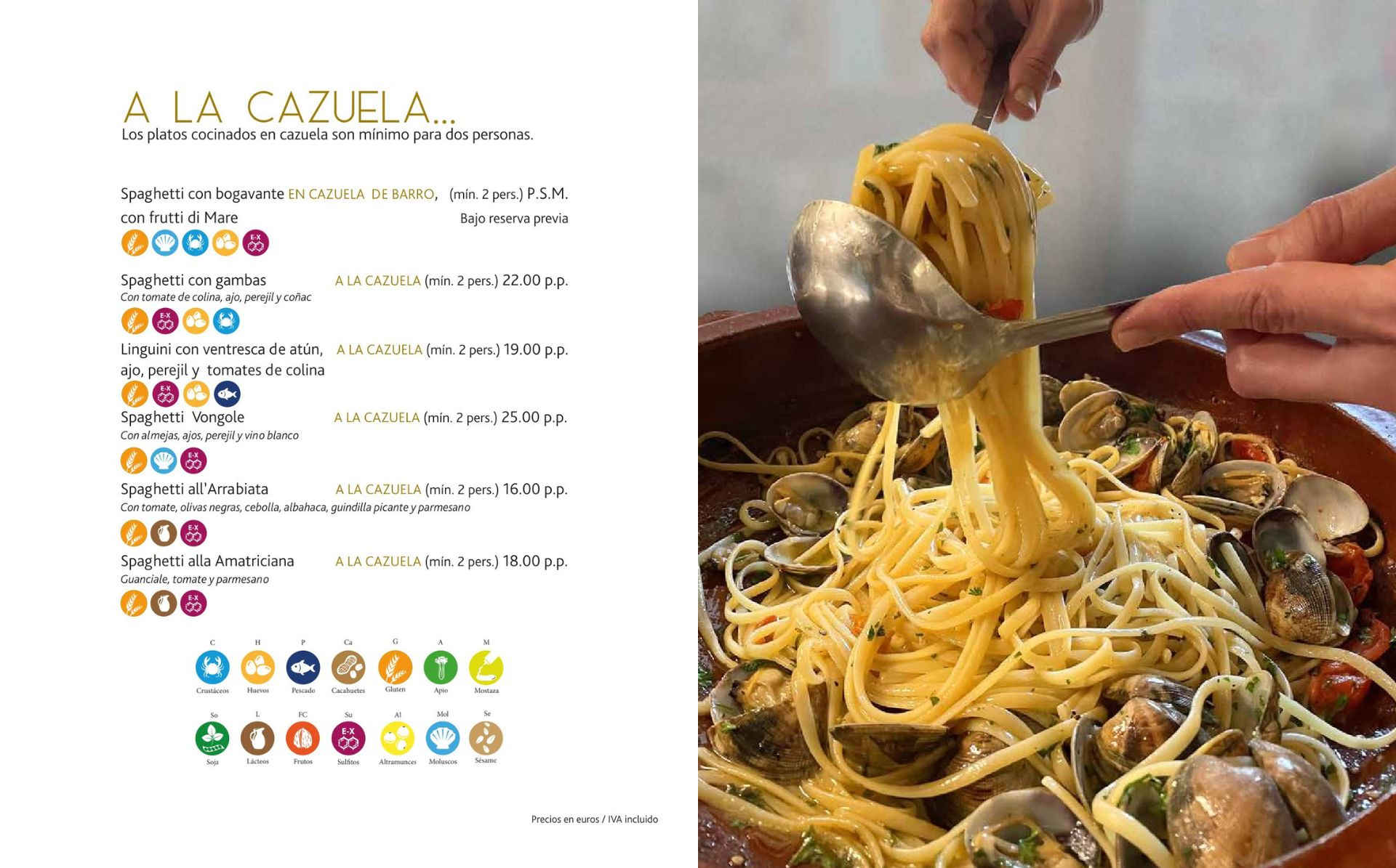 Platos a la cazuela en La Bottega di Michele
